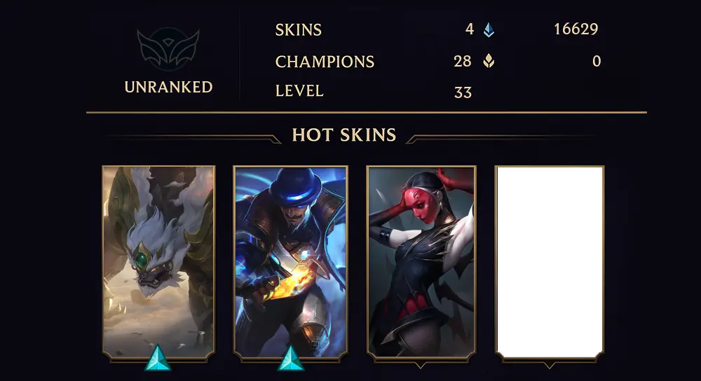 UNRANKED - 33 LVL - 4 SKIN