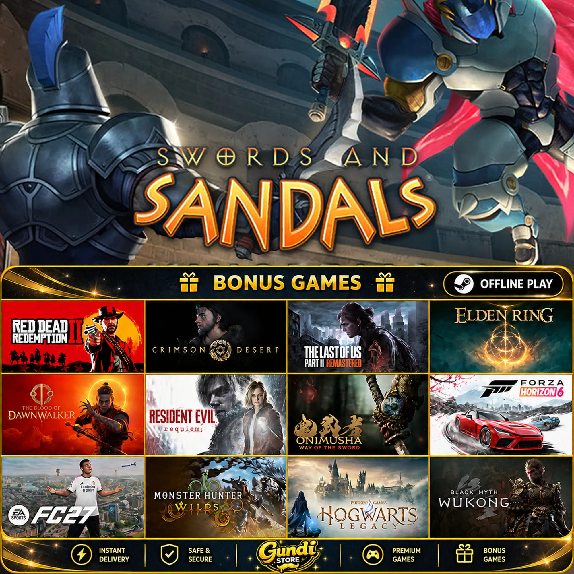 [AUTO CODE] - Swords and Sandals Immortals + BONUS GAME