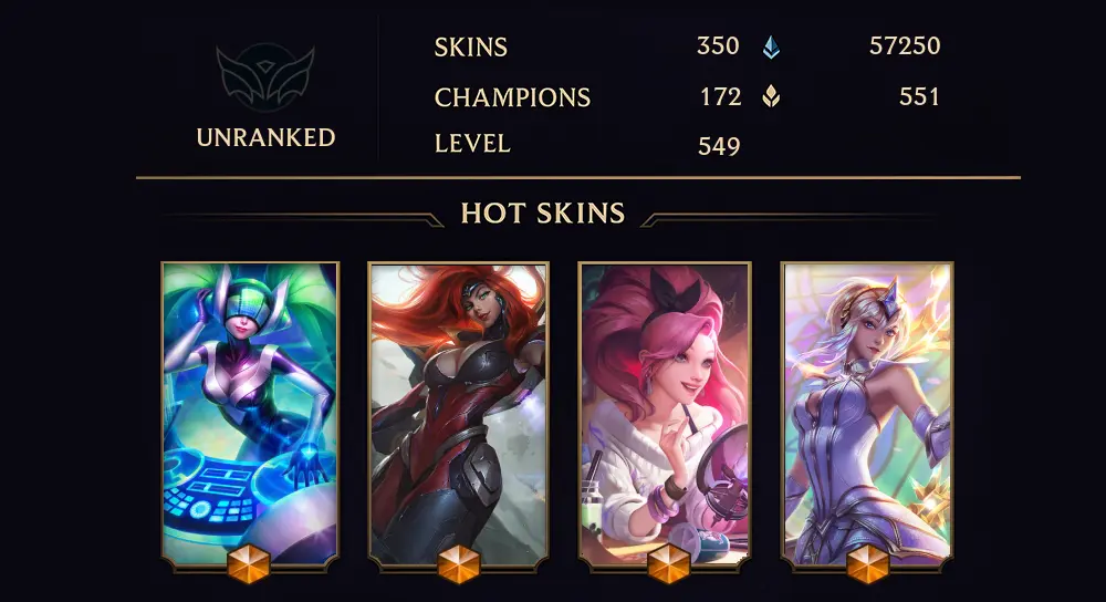UNRANKED - 549 LVL - 350 SKIN