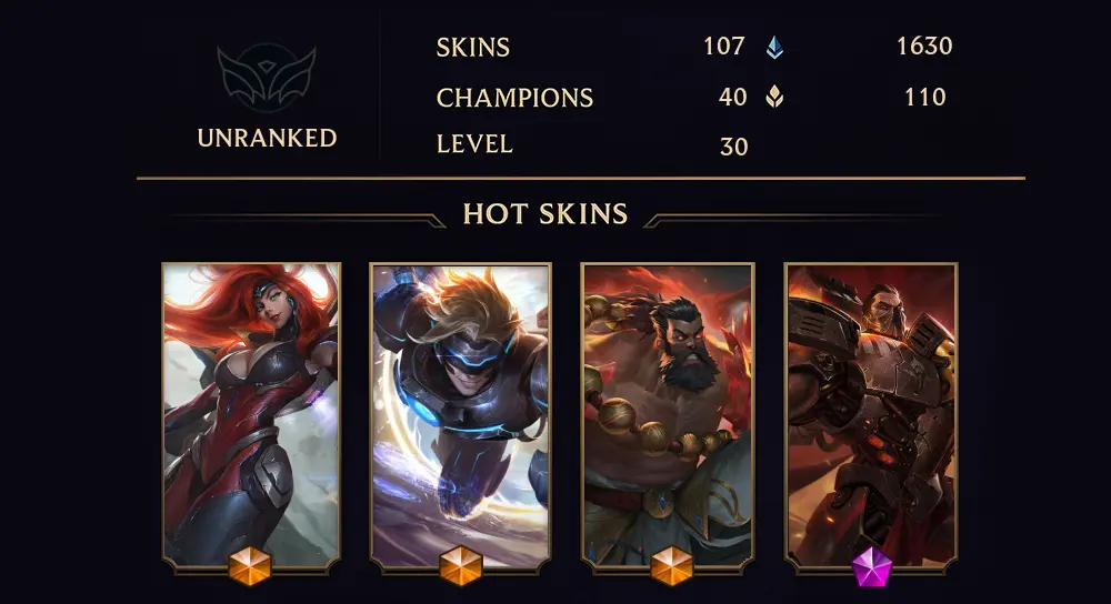 UNRANKED - 30 LVL - 107 SKIN