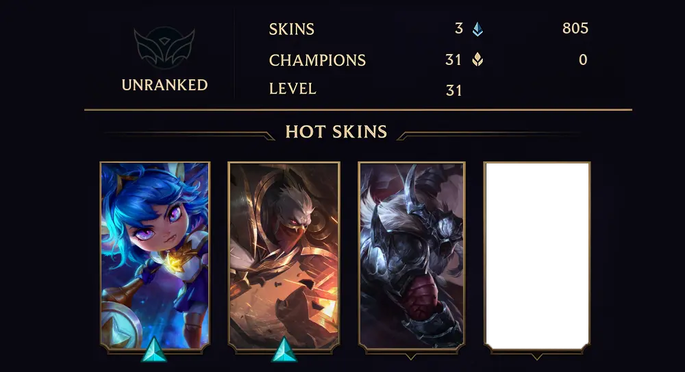 UNRANKED - 31 LVL - 3 SKIN