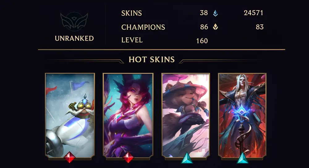 UNRANKED - 160 LVL - 38 SKIN