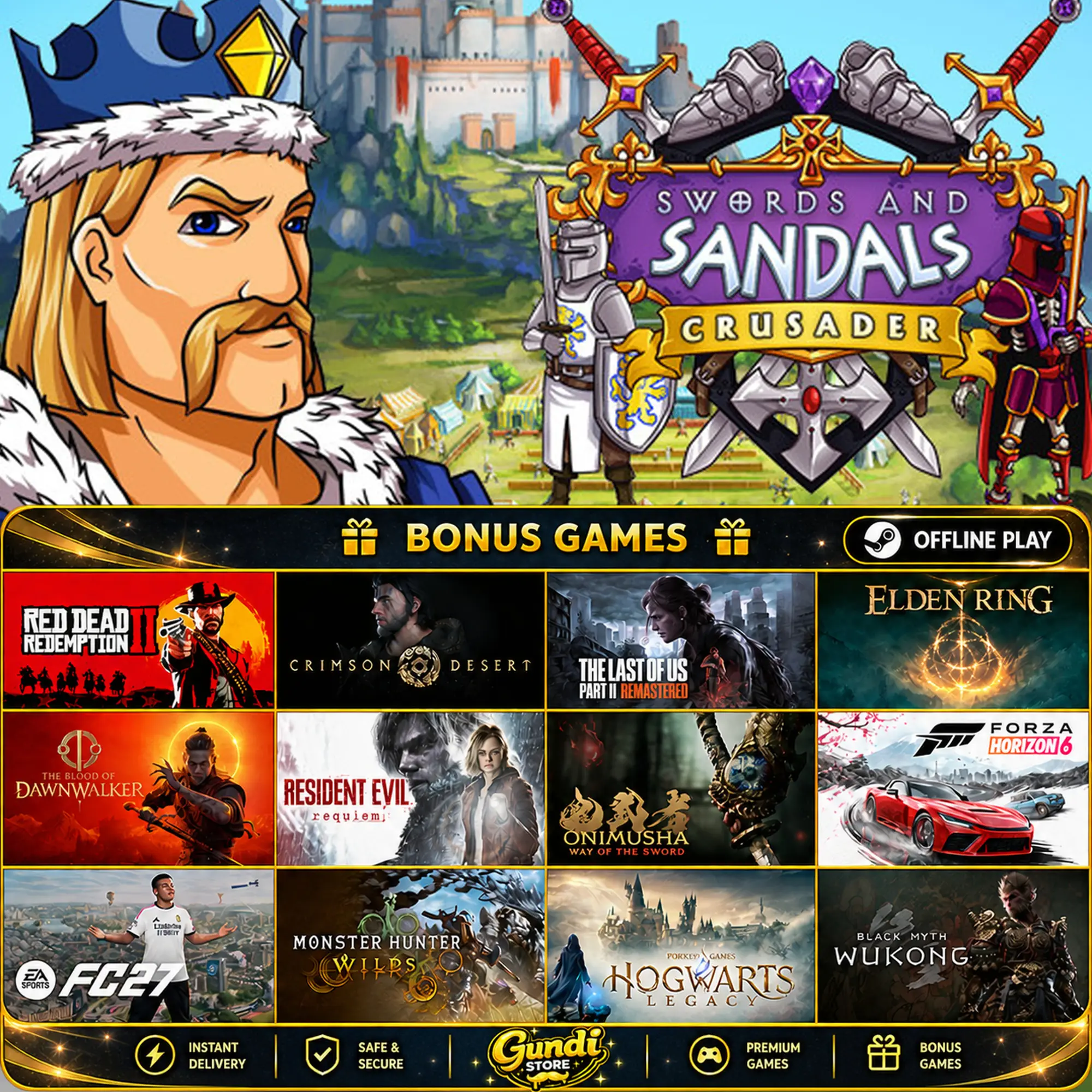 [AUTO CODE] - Swords and Sandals Crusader Redux + BONUS GAME