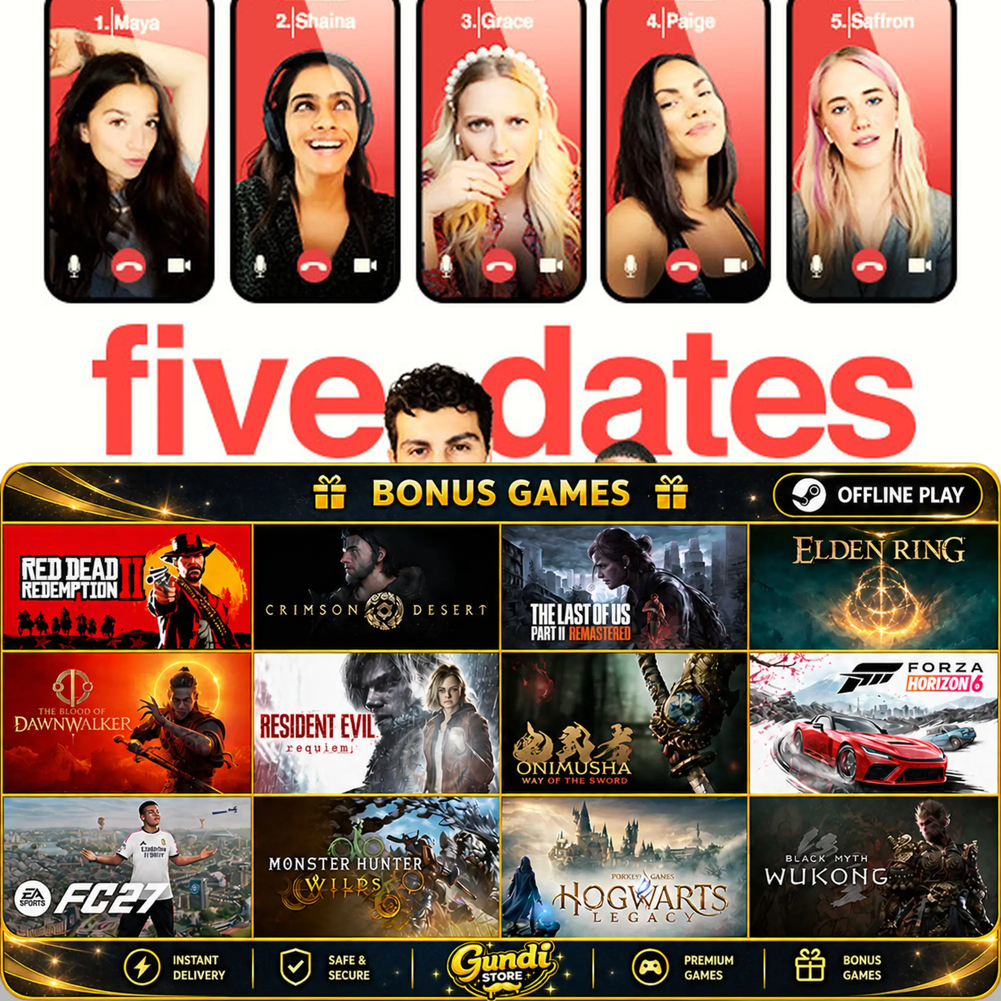 [AUTO CODE] - Five Dates + BONUS GAME