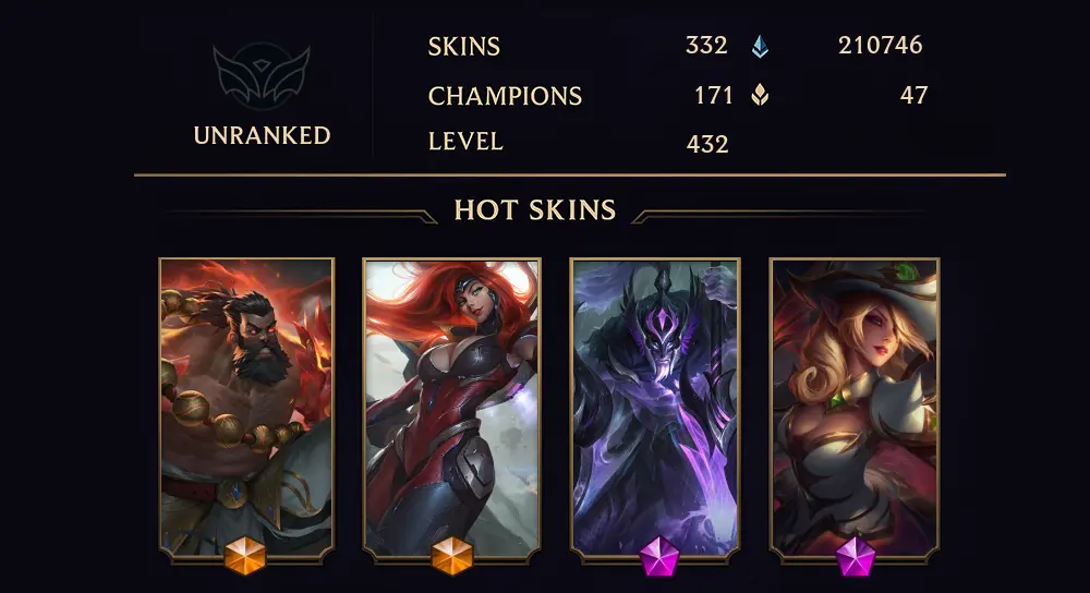 UNRANKED - 432 LVL - 332 SKIN