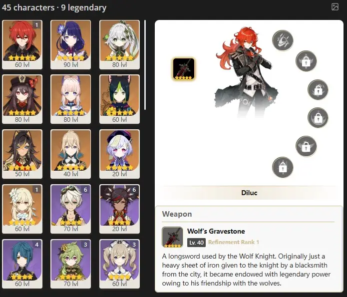 ASIA - AR:55- 45 CHARACTERS [ 12 - 5 STARS CHARACTERS ]