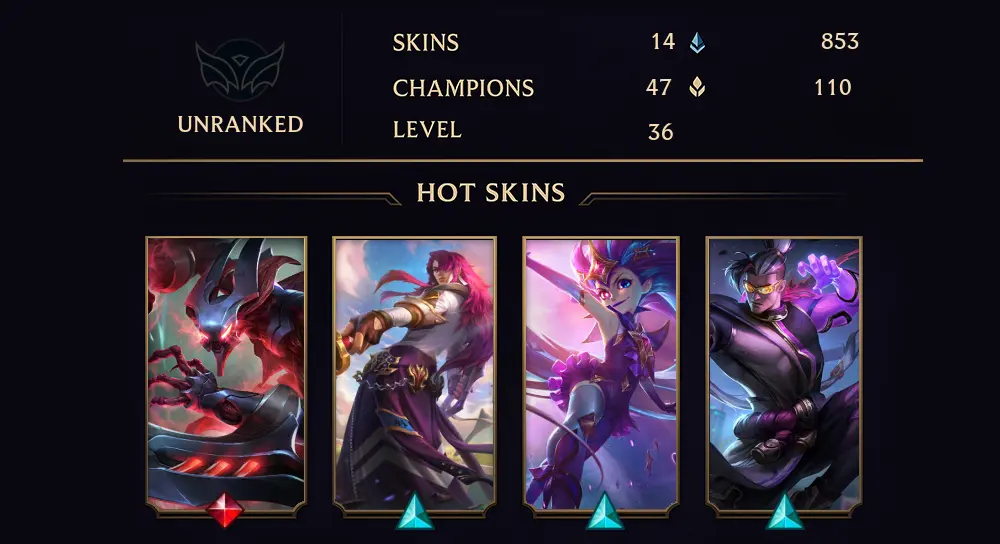 UNRANKED - 36 LVL - 14 SKIN
