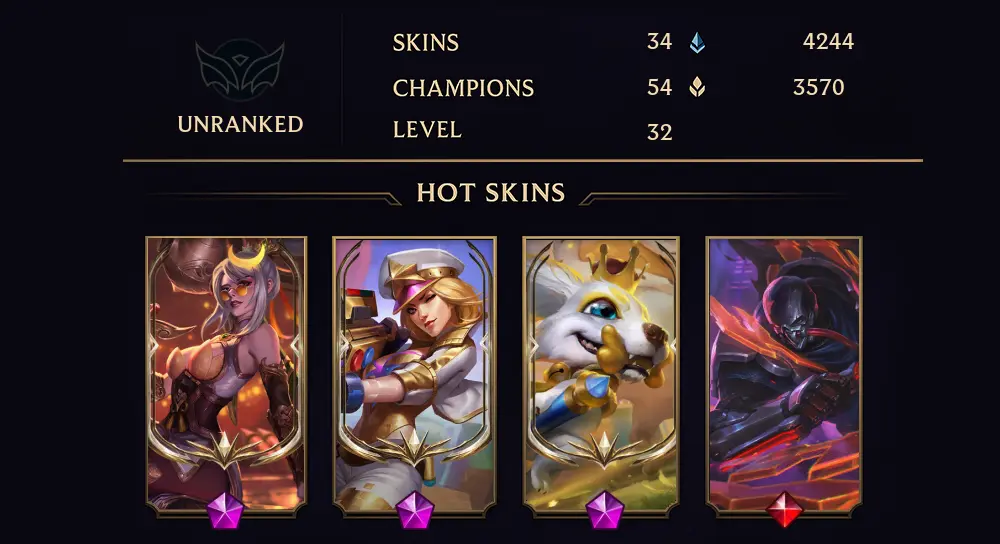 UNRANKED - 32 LVL - 34 SKIN