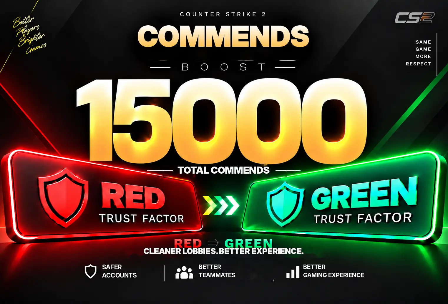 🤍CS2 COMMENDS BOOST🤍(5000/5000/5000)🤍GREEN FACTOR, LIKES, PRAISE🤍