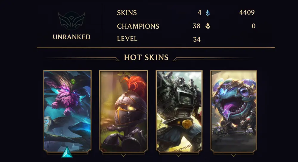 UNRANKED - 34 LVL - 4 SKIN