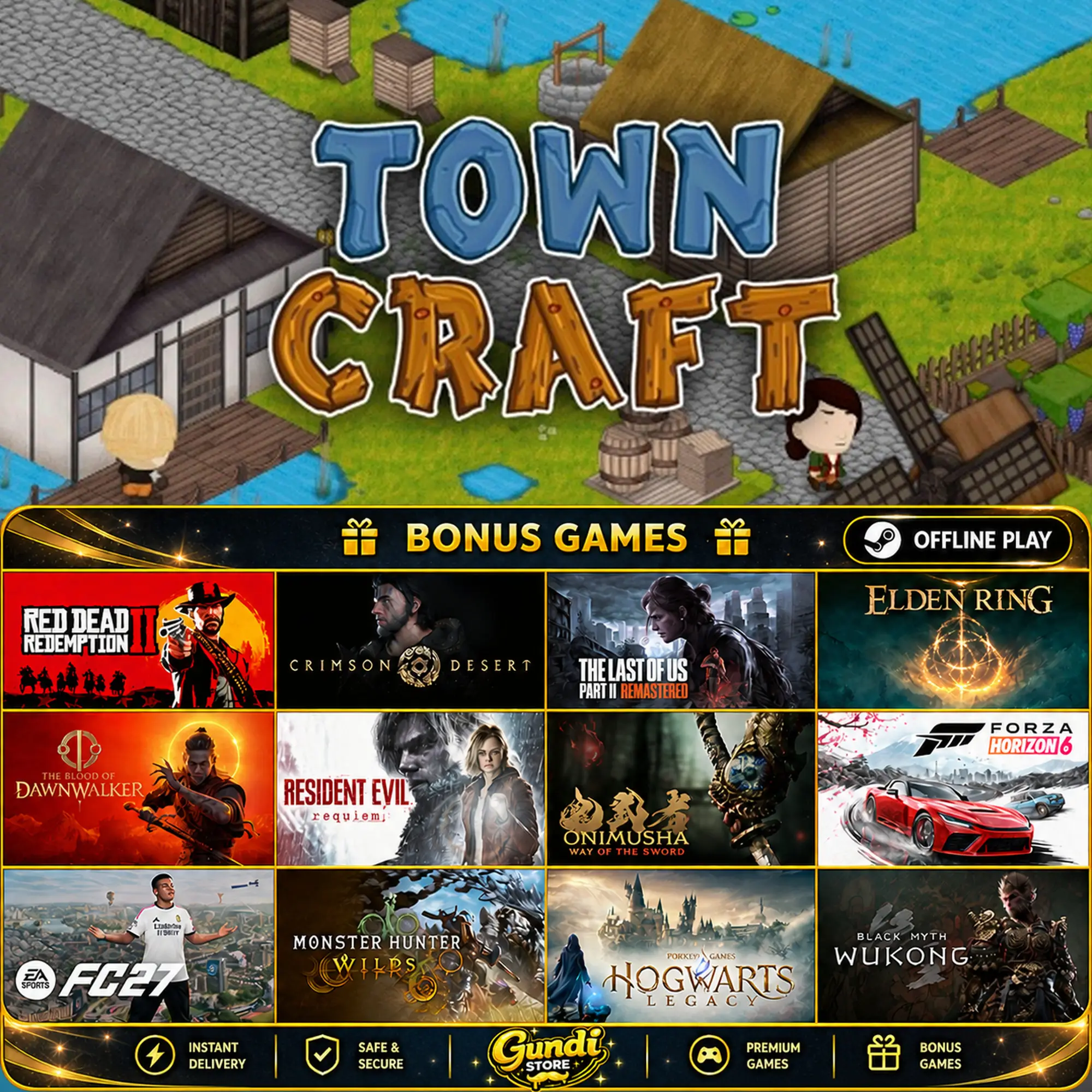 [AUTO CODE] - TownCraft + BONUS GAME