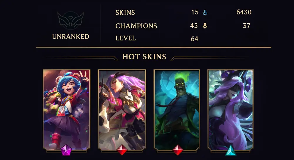 UNRANKED - 64 LVL - 15 SKIN