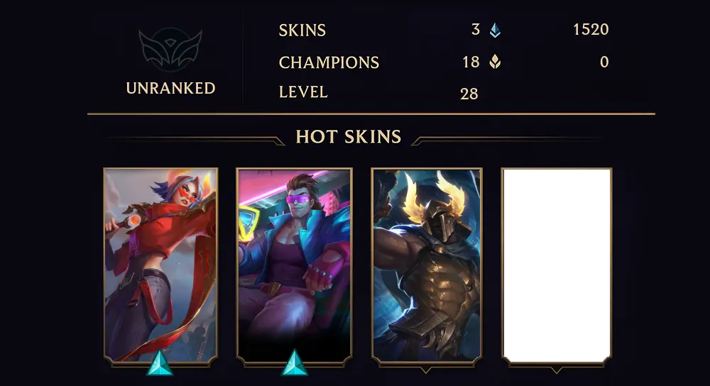 UNRANKED - 28 LVL - 3 SKIN