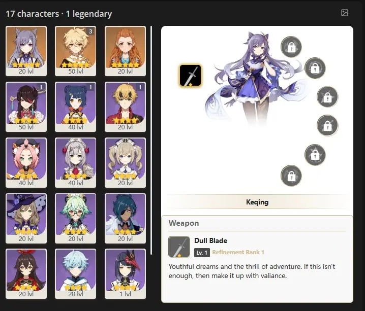 NA- AR:30- KEQING-ALOY-17 characters