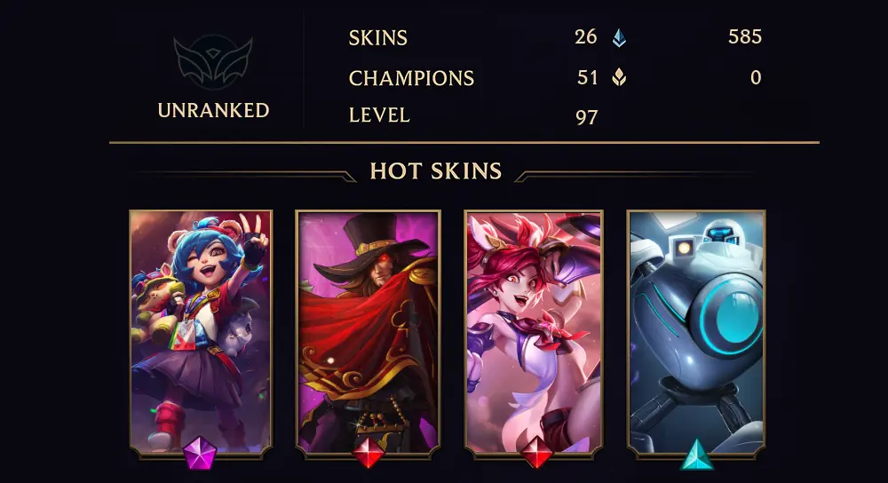UNRANKED - 97 LVL - 26 SKIN