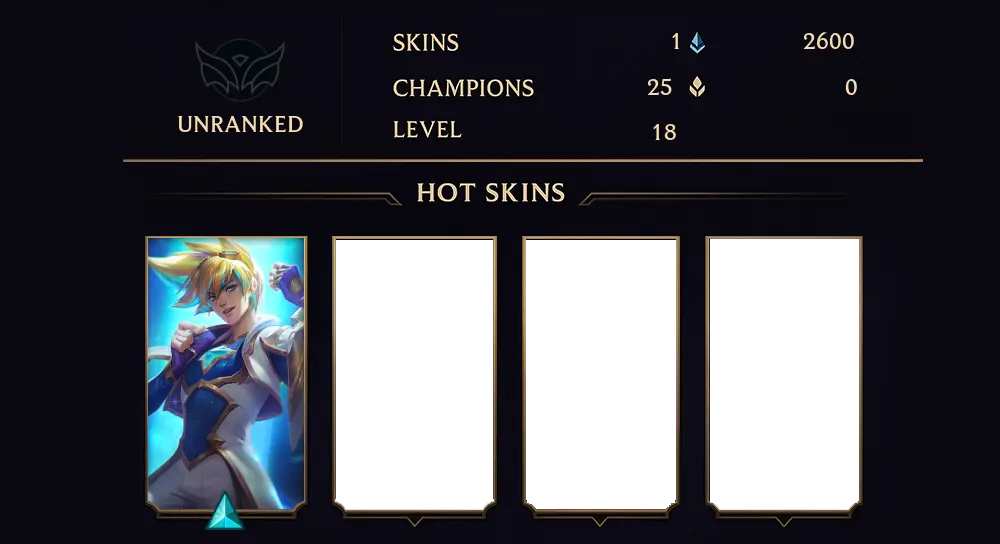 UNRANKED - 18 LVL - 1 SKIN