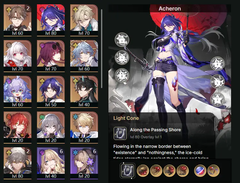 EU - Trailblaze Level: 62 - 35 CHARACTERS - Acheron - Sunday - E2 Welt - Aventurine - Clara - Kafka - Bailu - Dr. Ratio - Dan Heng • Permansor Terrae - Himeko - Bronya - Gepard