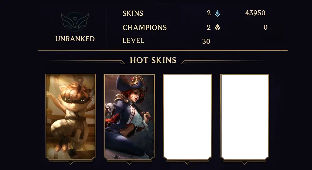 UNRANKED - 30 LVL - 2 SKIN