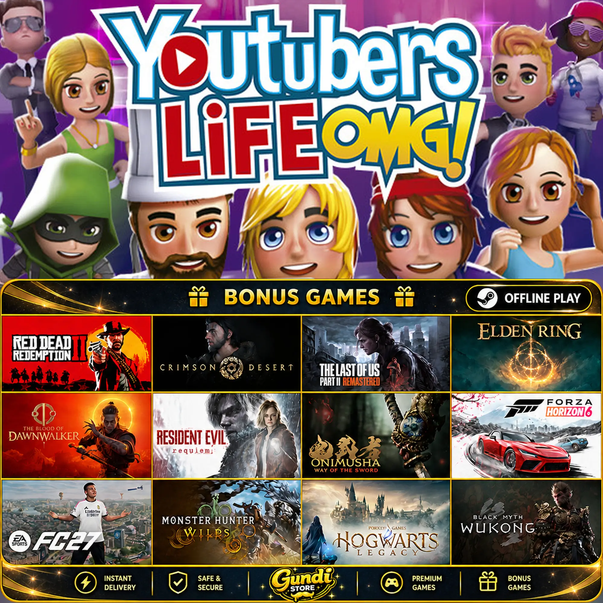 [AUTO CODE] - Youtubers Life + BONUS GAME