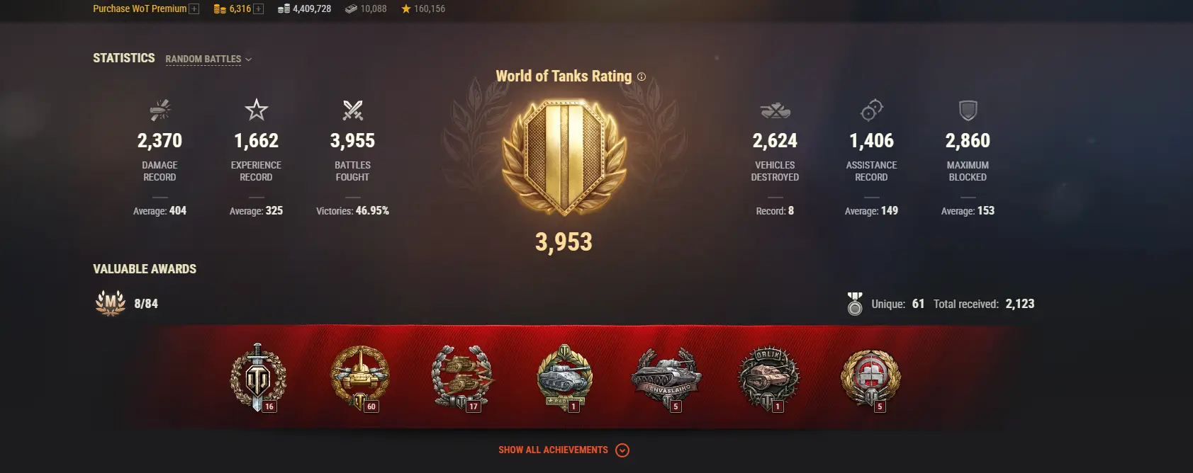 ASIA | 0 TOP TANKS | 80 PREMIUM TANKS | 6316 GOLD | 3955 BATTLES | INACTIVE