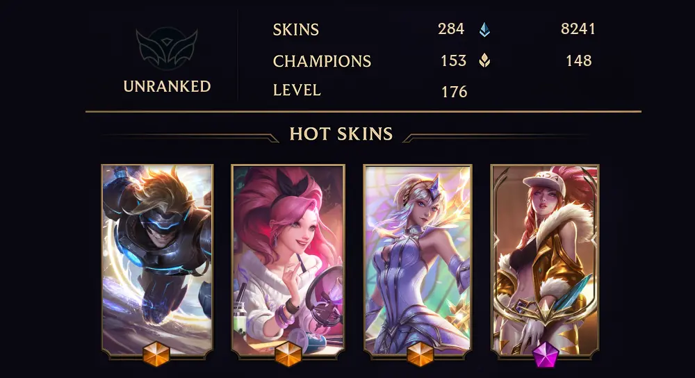 NA - UNRANKED - 176 LVL - 284 SKIN