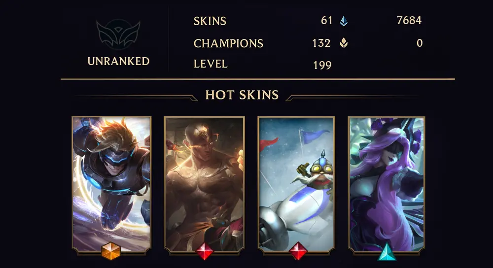 UNRANKED - 199 LVL - 61 SKIN