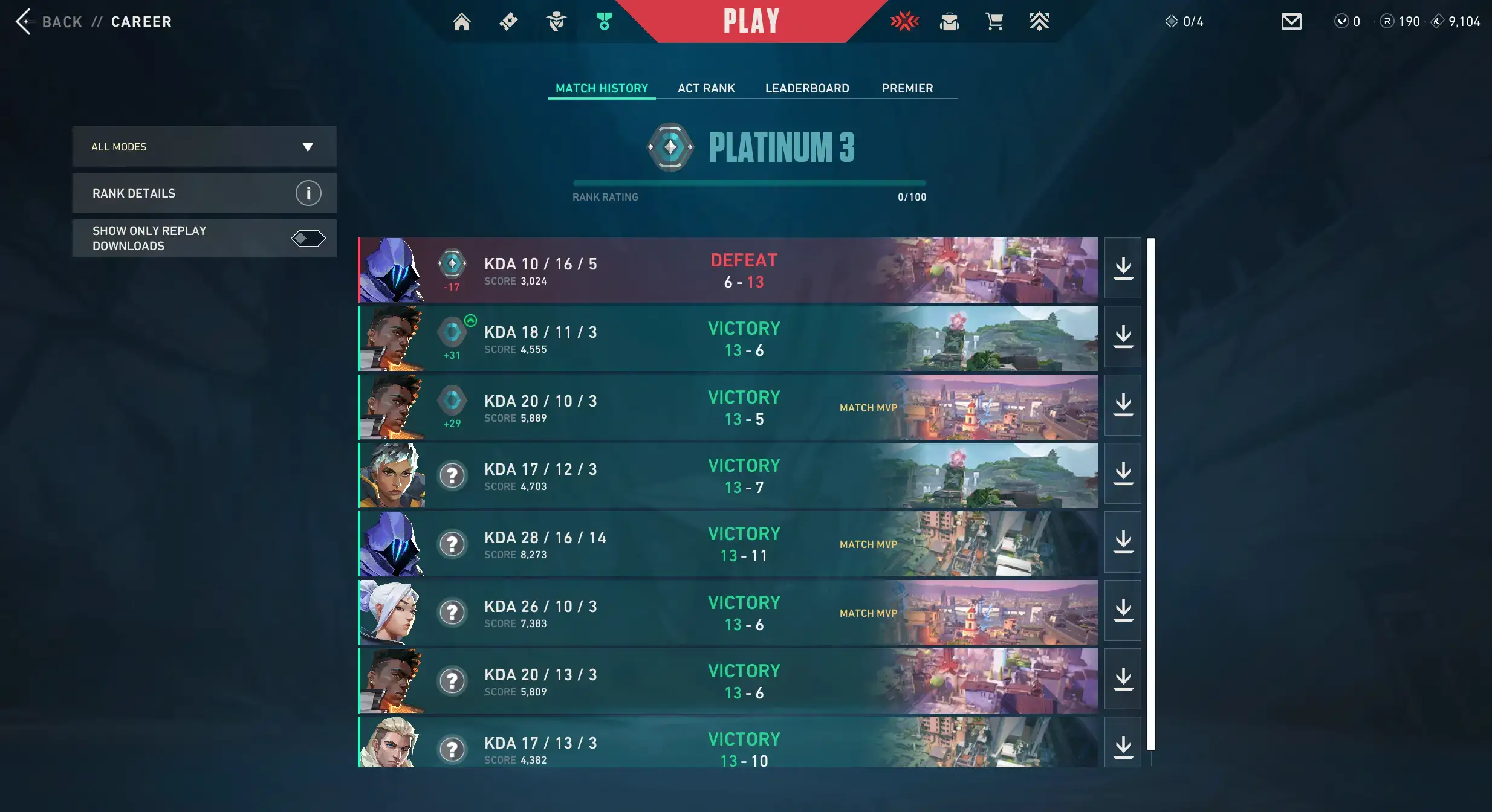13 Agents - Platinum  3 - Ranked Ready - 33 LVL - Full Acces
