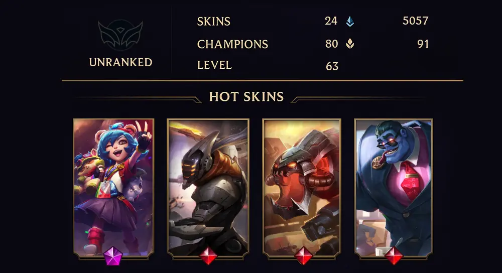 UNRANKED - 63 LVL - 24 SKIN