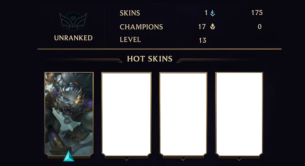 UNRANKED - 13 LVL - 1 SKIN