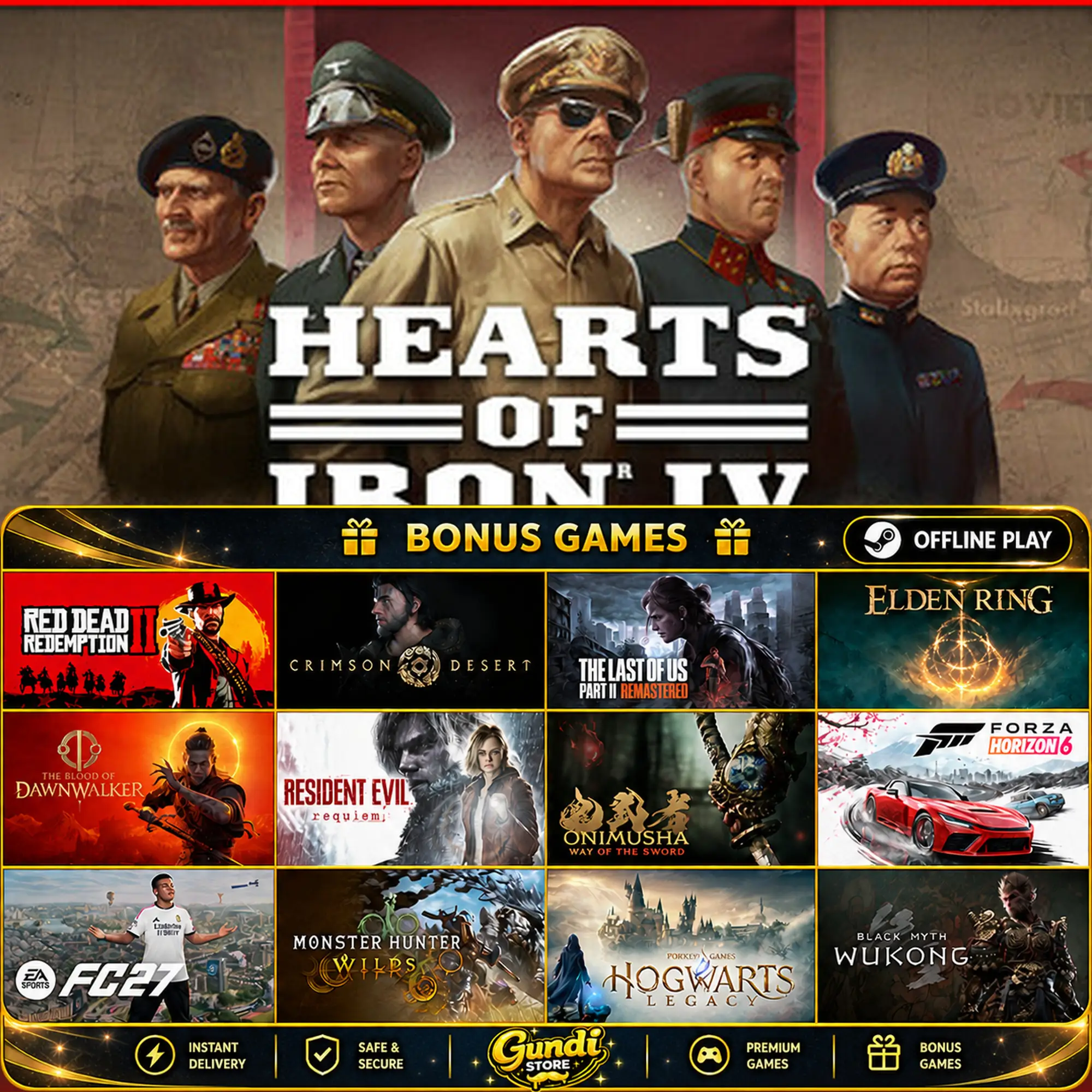 [AUTO CODE] - Hearts of Iron IV + BONUS GAME