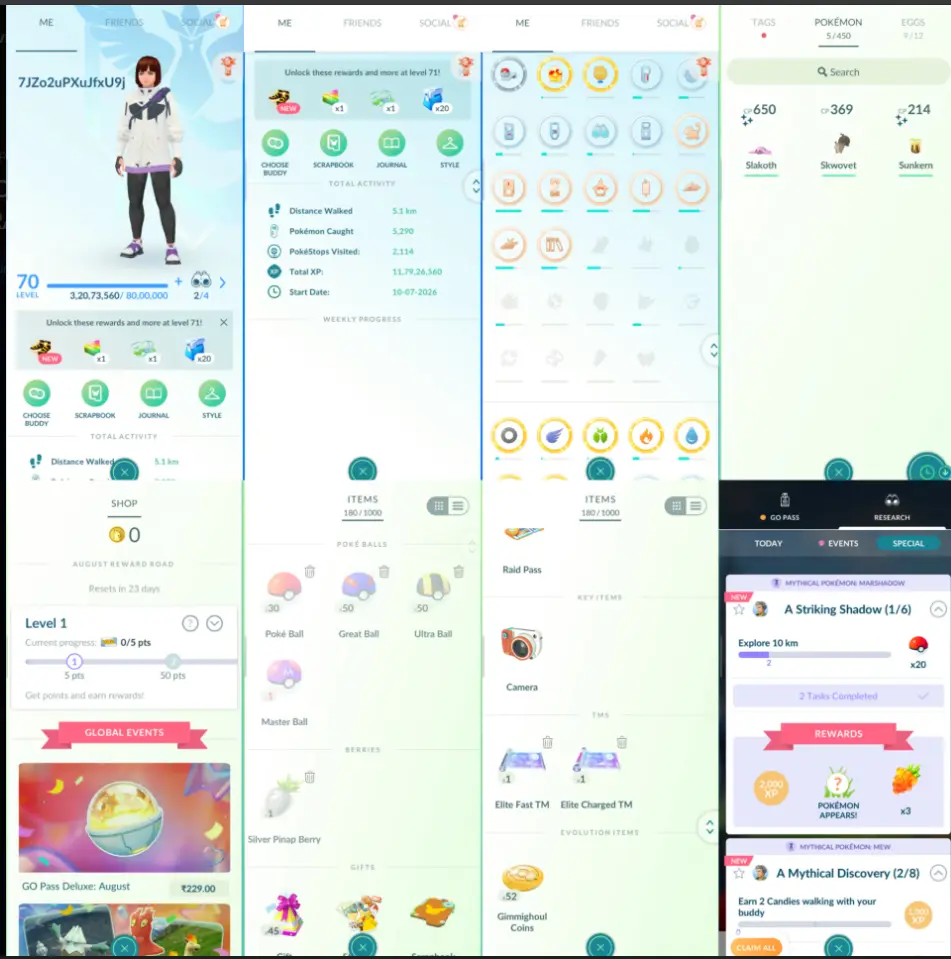 Pokémon GO - Level 70 - Starter Account - Team Mystic - Master Ball - 1K Item Storage - Name Change Available - Full Access