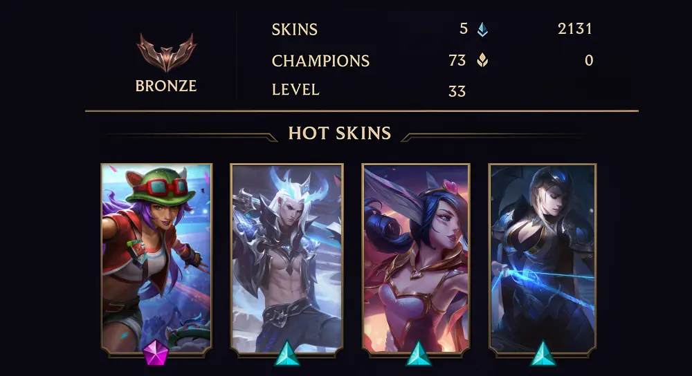 BRONZE IV - 33 LVL - 5 SKIN