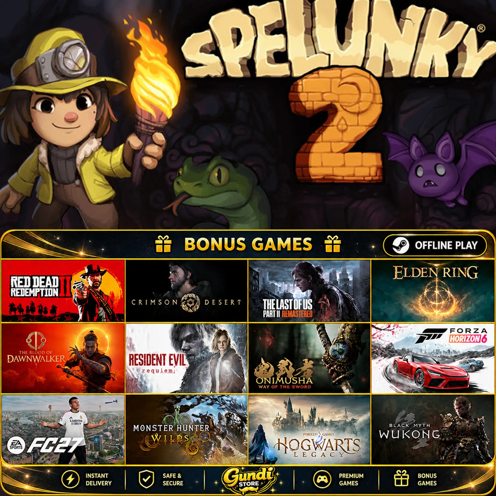 [AUTO CODE] - Spelunky 2 + BONUS GAME