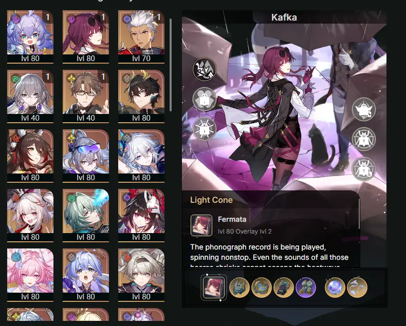 EU - Trailblaze Level: 70 - 49 CHARACTERS - Dan Heng - Permansor Terrae - Kafka - Silver Wolf - Sparkle - Robin