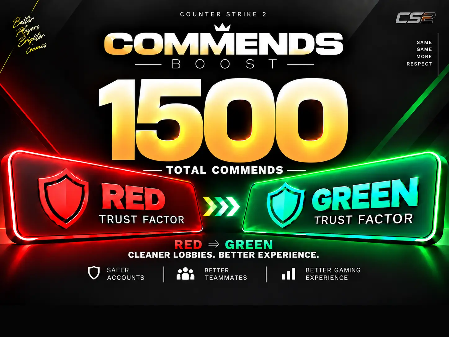 🤍CS2 COMMENDS BOOST🤍(500/500/500)🤍GREEN FACTOR, LIKES, PRAISE🤍