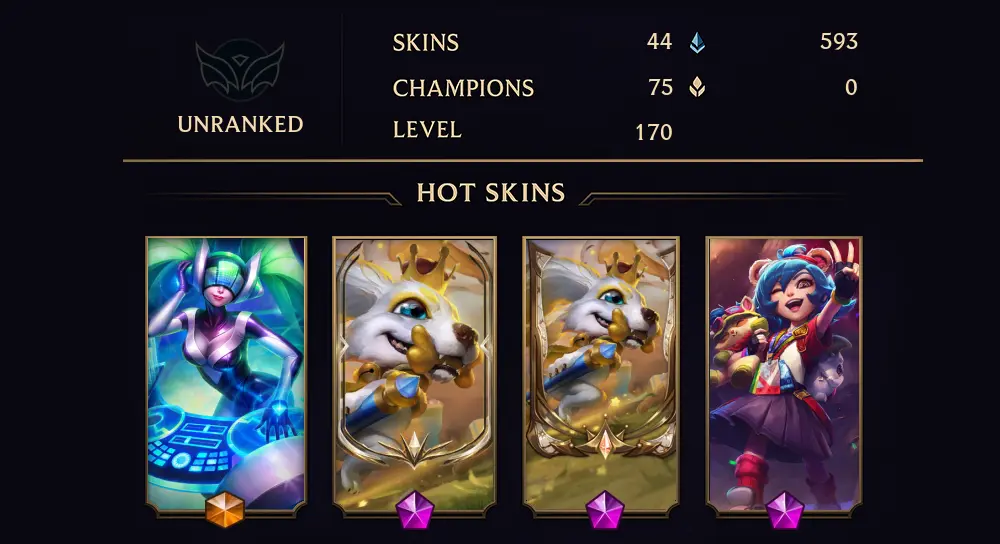 UNRANKED - 170 LVL - 44 SKIN