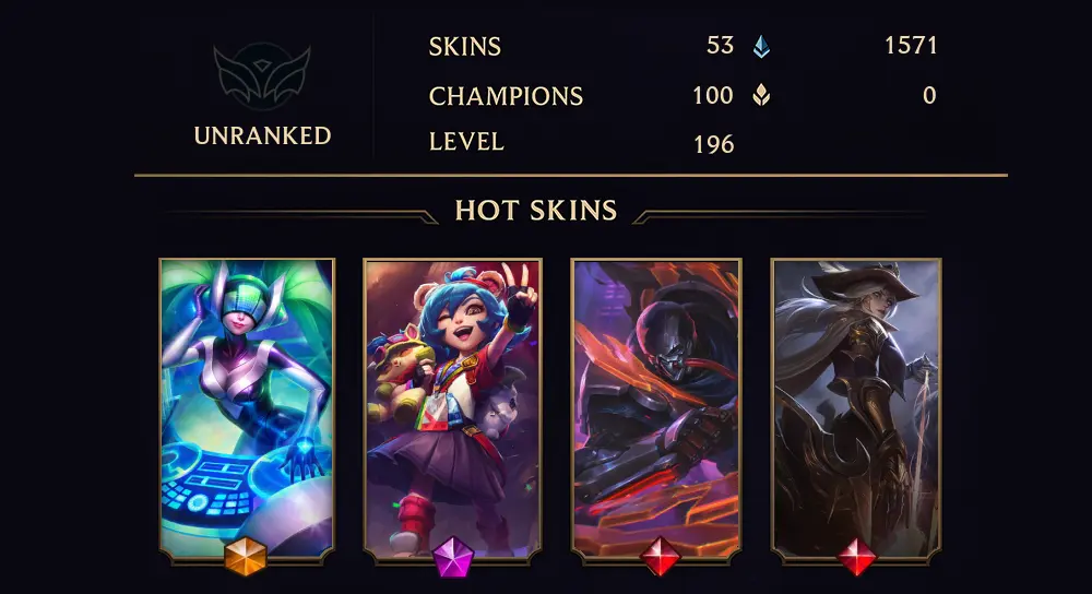 UNRANKED - 196 LVL - 53 SKIN