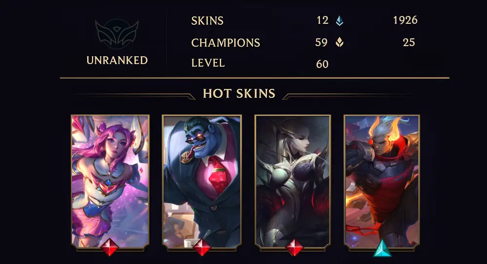UNRANKED - 60 LVL - 12 SKIN
