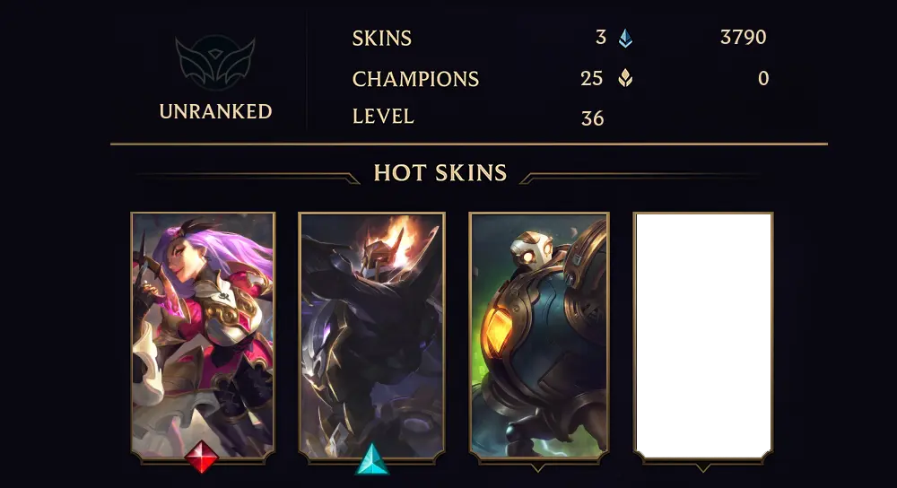 UNRANKED - 36 LVL - 3 SKIN