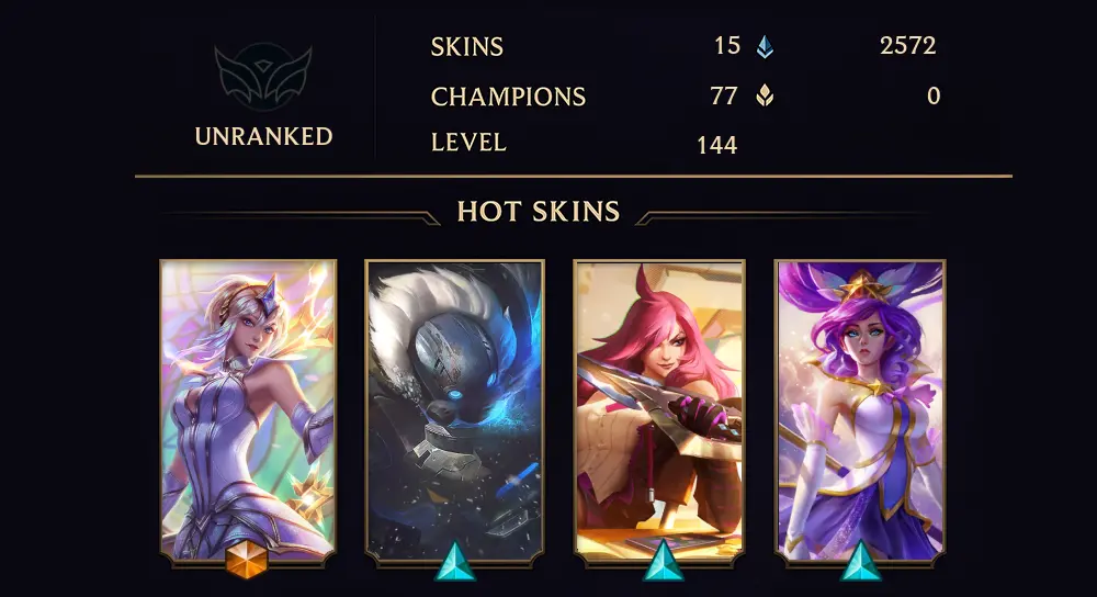 UNRANKED - 144 LVL - 15 SKIN