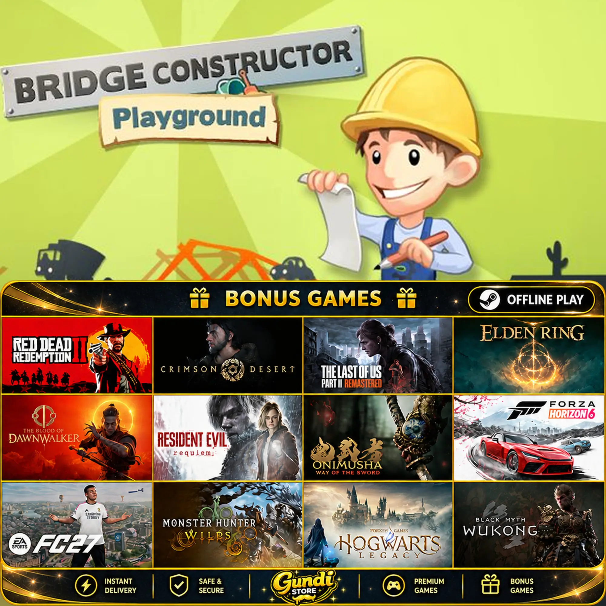 [AUTO CODE] - Bridge Constructor Playground + BONUS GAME