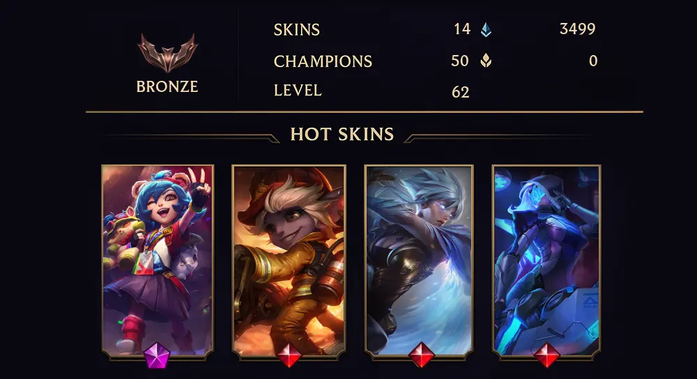 BRONZE I - 62 LVL - 14 SKIN