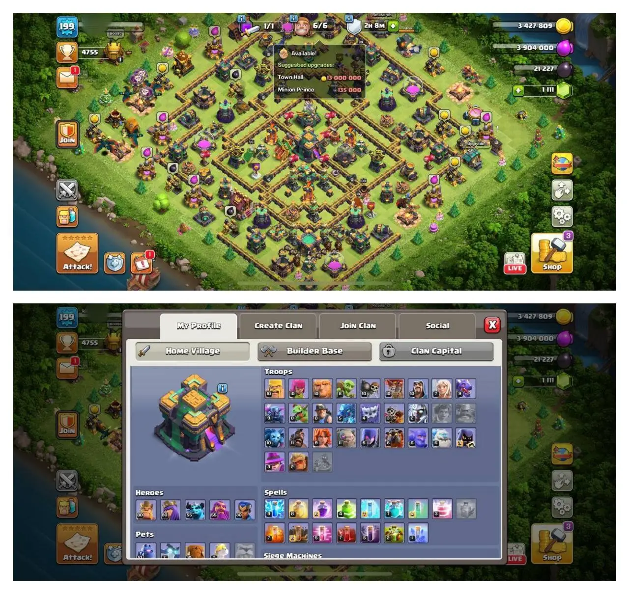 {70% DISCOUNT} TH14 PURE MAX⚡️3 EPIC EQUIPMENT⚡️XP-199⚡️HERO 80-80-55-55-30⚡️ MAX WALLS⚡️500 GEME CHANGE⚡️MAGIC ITEMS⚡️OP LAB⚡️INSTANT DELIVERY 🚚