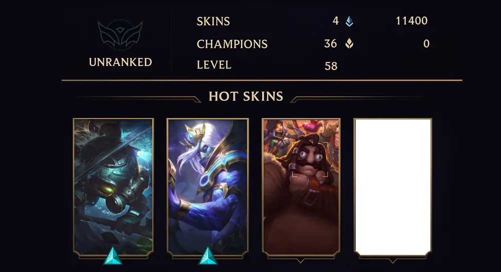 UNRANKED - 58 LVL - 4 SKIN