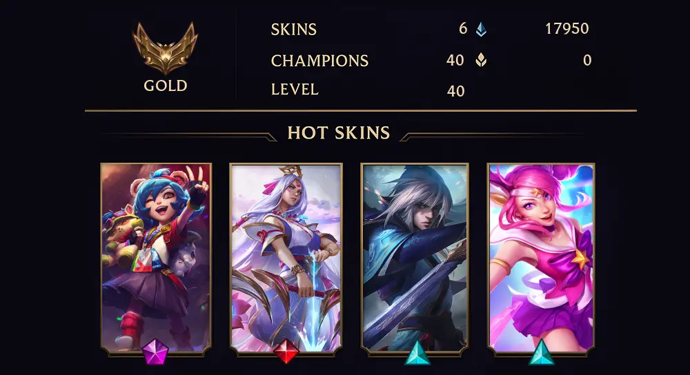 GOLD IV - 40 LVL - 6 SKIN