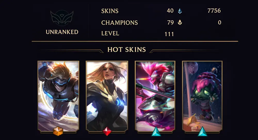 UNRANKED - 111 LVL - 40 SKIN