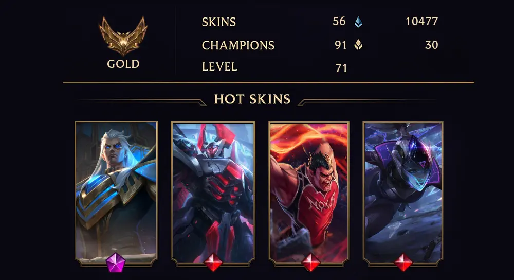 GOLD I - 71 LVL - 56 SKIN