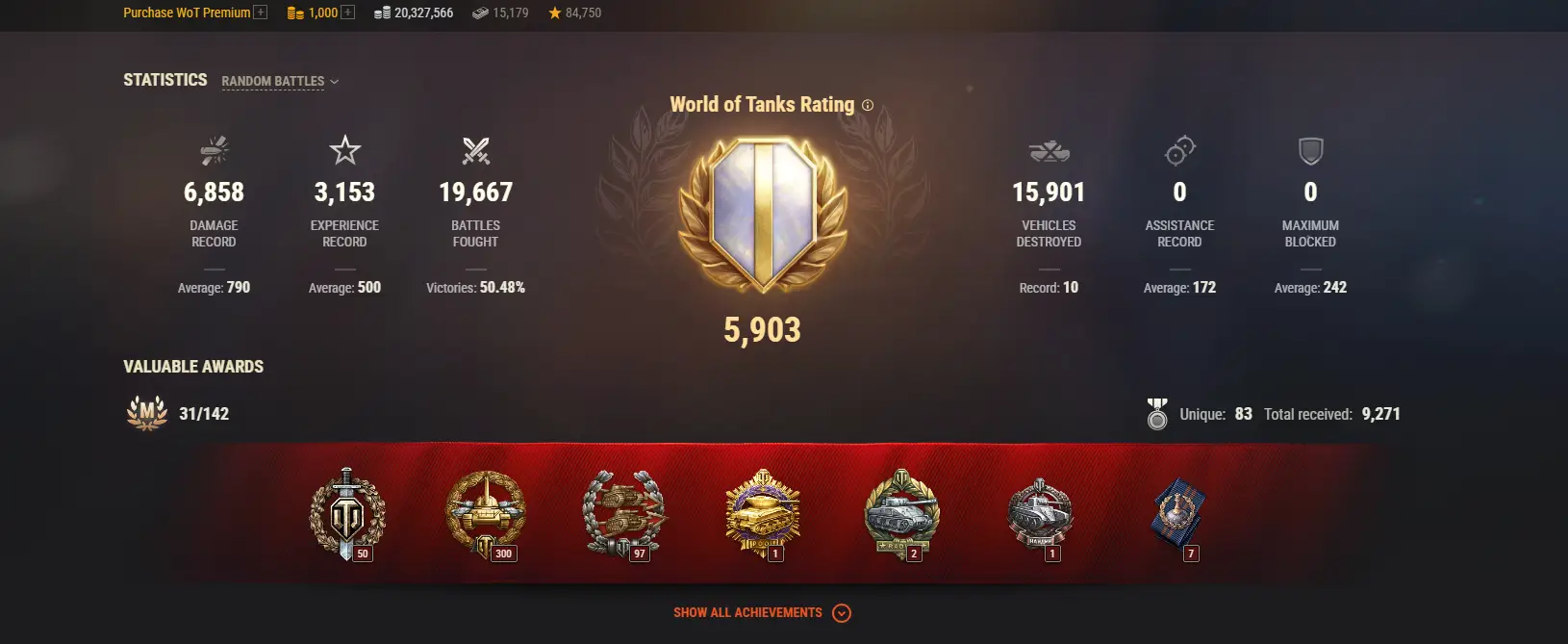NA | 2 TOP TANKS | 132 PREMIUM TANKS | 1000 GOLD | 19667 BATTLES | INACTIVE