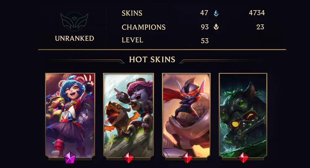 UNRANKED - 53 LVL - 47 SKIN