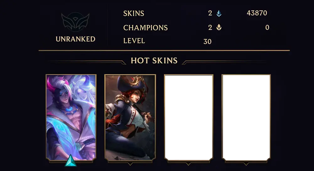 UNRANKED - 30 LVL - 2 SKIN